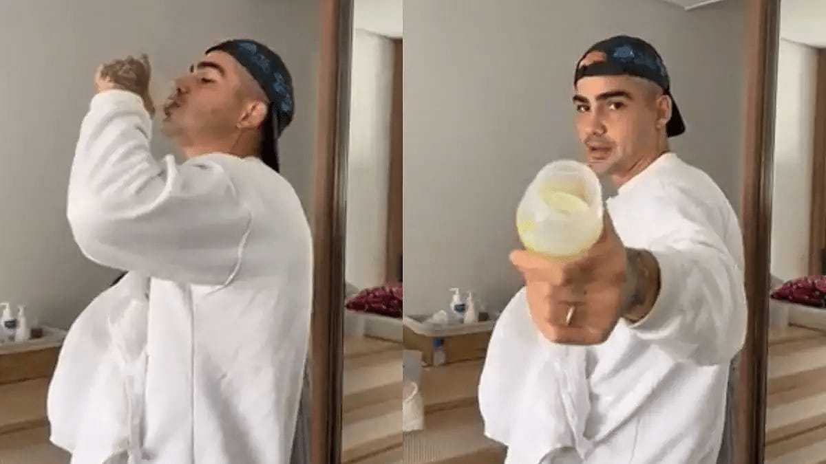 Caio Cabral bebe leite materno da esposa e divide opiniões na internet: “Nojento”